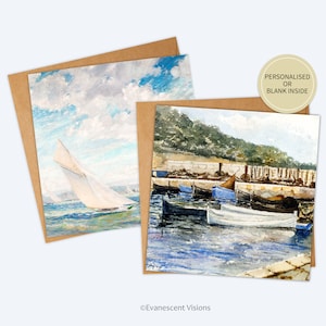 Cartes d'art nautiques pour voiliers, fête des pères, carte d'anniversaire, personnalisées ou vierges, à l'unité ou en lot, Taite Fanner, peintures du chanteur Sargent