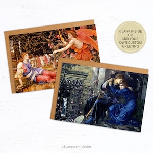Cartes d'amour préraphaélites, personnalisées ou vierges, Saint-Valentin, cartes d'anniversaire au choix, à l'unité ou lot de 10