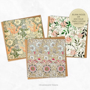 Cartes à motifs William Morris, anniversaire, remerciements, personnalisées ou vierges, à l'unité ou en paquet, carte au choix, jasmin, compton, corncockle