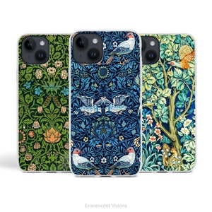 William Morris Designs Phone Case for iPhone 16, 15, 14, 13, 12, 11, 10, X, XR, XS, Max, Pro, 8, 7,  SE, Fine Art, Birds, Violet