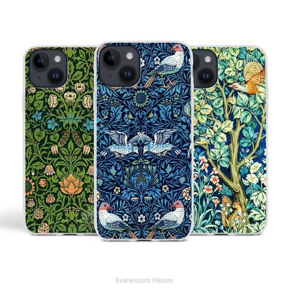 William Morris Designs Phone Case for iPhone 16, 15, 14, 13, 12, 11, 10, X, XR, XS, Max, Pro, 8, 7,  SE, Fine Art, Birds, Violet