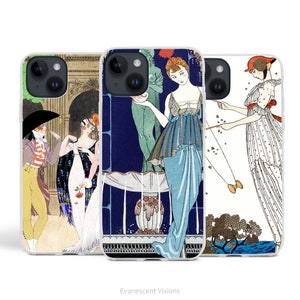 Art Nouveau Retro Fashion Art Phone Case for iPhone 16, 15, 14, 13, 12, 11, X, XR, XS, Max, Pro, 7,  SE, Barbier 1900s, Art Deco Vintage