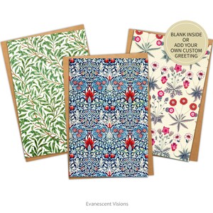 May include: Three blank greeting cards with different patterned designs. The cards have a brown paper backing. The text on the card reads "Blank inside or add your own custom greeting."