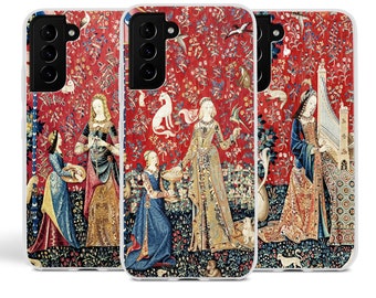 Medieval Art Decorative Phone Case, Tapestry Cycle, Lady and the Unicorn, Fits Samsung S22, S21, S20, S10, S9, S8