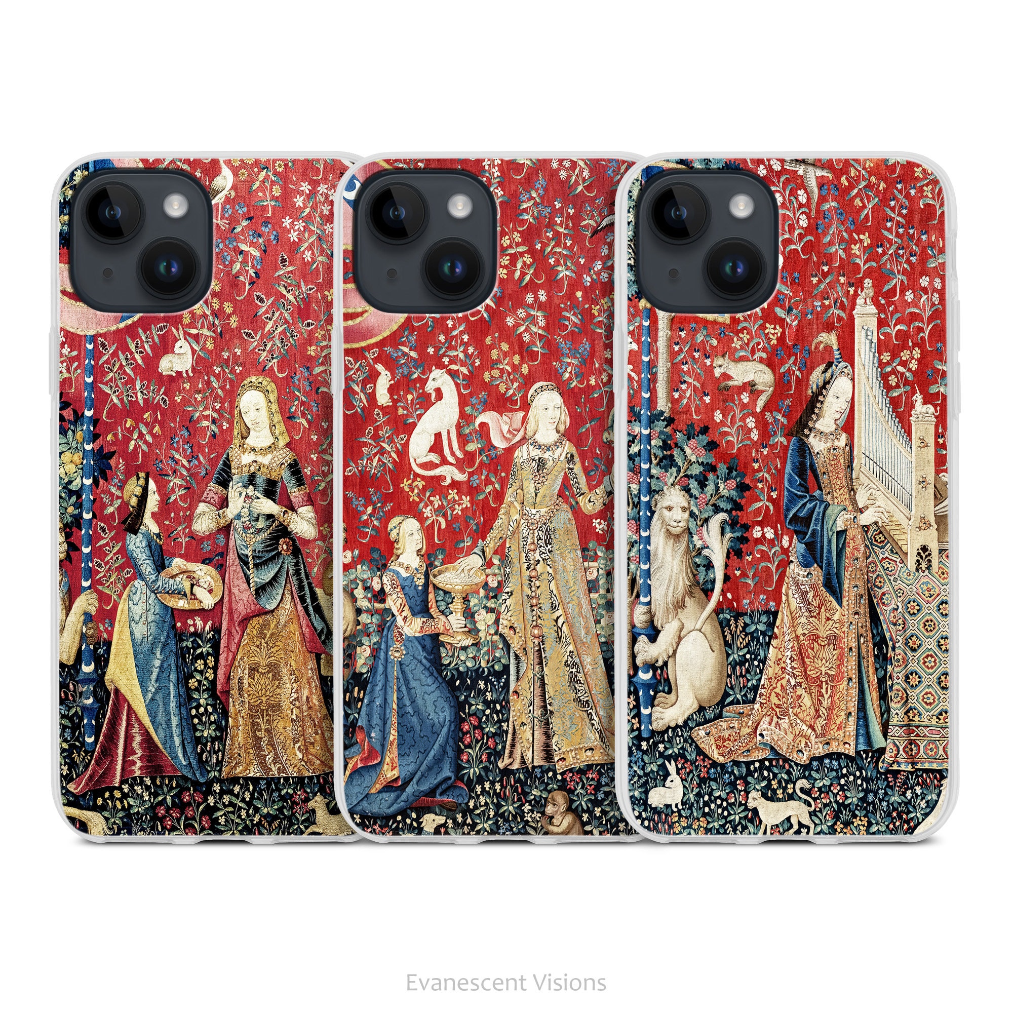 Medieval Art Phone Case, Decorative Gel Case for iPhone 16, 15, 14, 13, 12,  11, 10, X, XR, XS, 8, 7, SE, Tapestry Cycle, Lady and Unicorn - Etsy