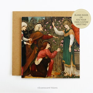 Carte religieuse, paquet de cartes de Pâques ou de Noël ou carte unique personnalisée ou vierge Marie avec ange, carte chrétienne d'art, John Stanhope, St Luc