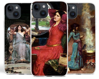 Waterhouse Women Art Phone Case for iPhone 16, 15, 14, 13, 12, 11, 10, X, XR, XS, 8, 7,  SE, Lady of Shalott, Circe, Magic Circle Paintings