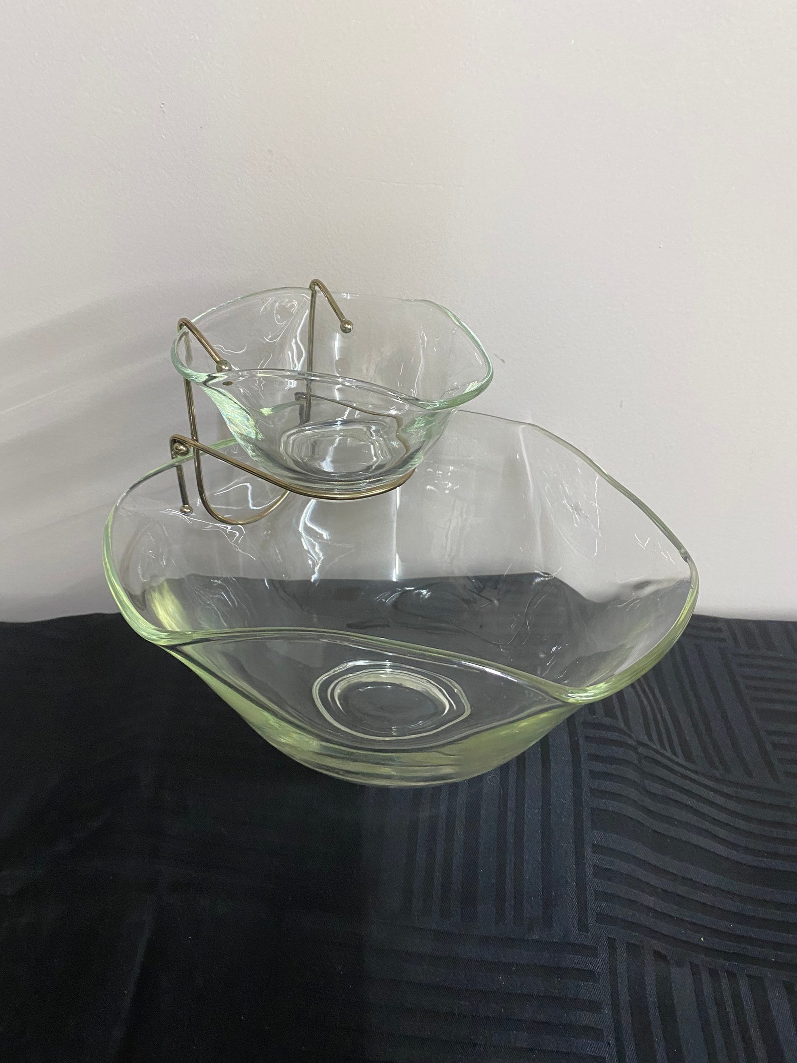 Vintage Indiana Clear Glass Chip n Dip Set Vintage Chip and Etsy