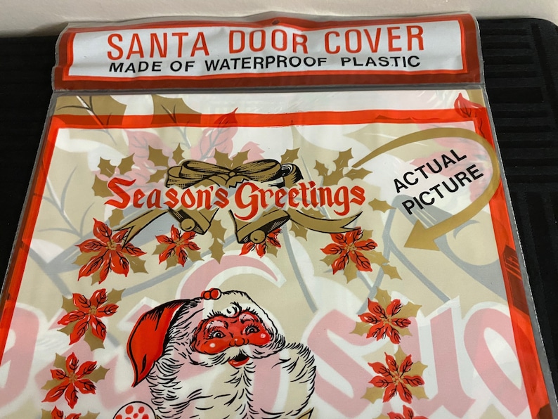 Vintage Santa Plastic Door Cover Waterproof Plastic Door Etsy
