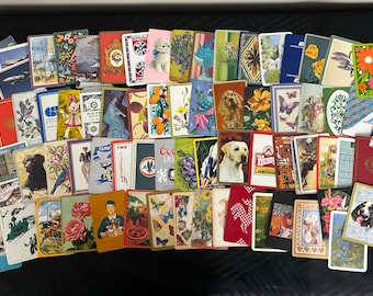 60 Assorted Vintage Playing Cards / Ephemera/ Junk Journal / Scrapbook / Scrapbooking / Poker / Bridge / Canasta Cards