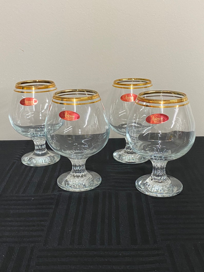 24 carat gold trim Vintage Valencia Stemmed Glasses