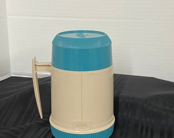 King Seeley Thermos Vacuum Jar - Turquoise & Beige / 10 oz / model #6002 : Vintage Thermos