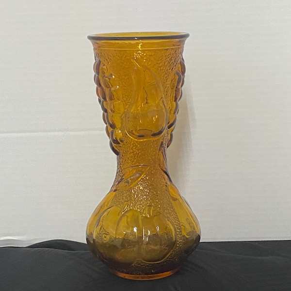 Italy Vintage Amber Glass Vase / Fruit Glass Vase / Italian Glass Vase