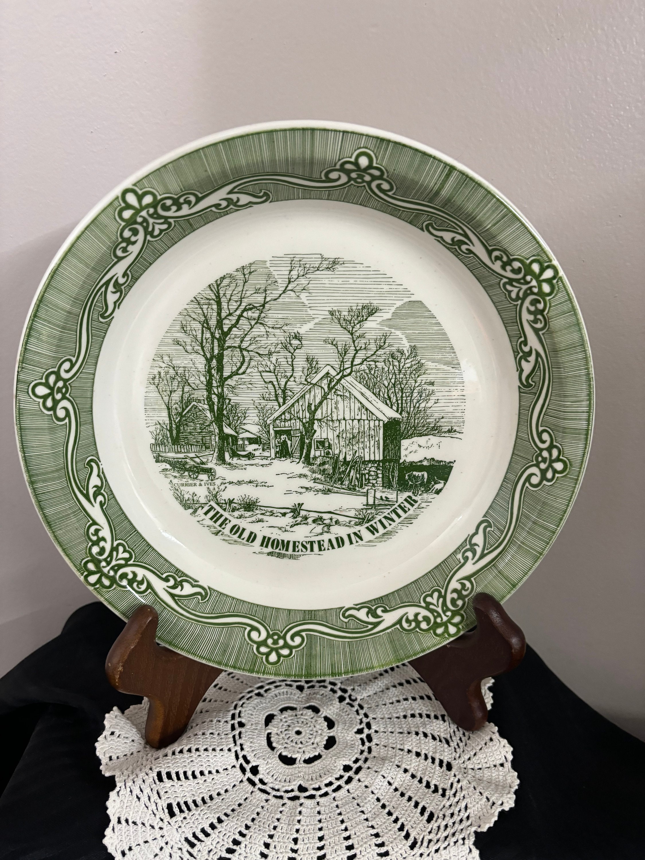 Vintage Pie Plate/ Old Homestead in Winter Vintage Royal China