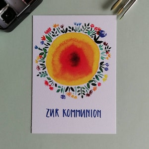 Handgemalte Grußkarte "Zur Kommunion"