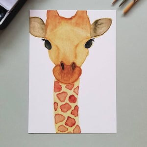 Handgemalte Postkarte "Giraffe"