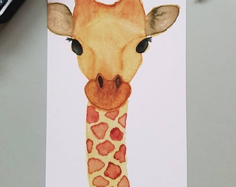 Hand-painted postcard "Giraffe"