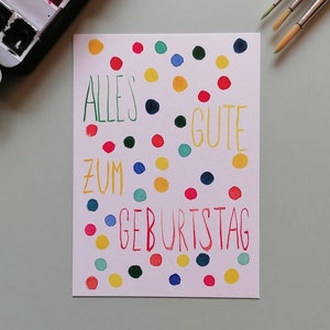 Handgemalte Grußkarte "Geburtstags-Konfetti"