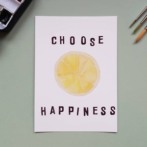 Handgemalte Postkarte "Choose Happiness"