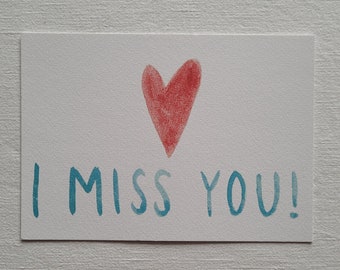 Hand-painted postcard "I miss you"