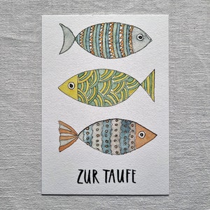 Handgemalte Grußkarte "Zur Taufe"