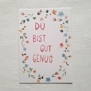 Handgemalte Postkarte "Du bist gut genug"