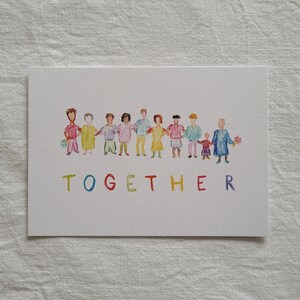 Handgemalte Postkarte "Together"
