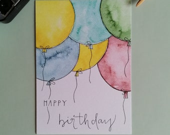 Hand Painted Greeting Card "Happy Birthday"