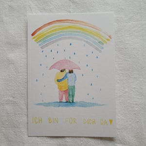 Handgemalte Postkarte "Ich bin für dich da"