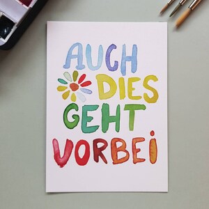 Handgemalte Grußkarte "Auch dies geht vorbei"