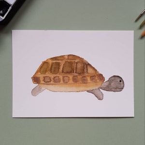 Handgemalte Postkarte "Schildkröte"