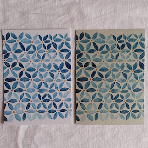 Postkarte "Blumenmuster blau"