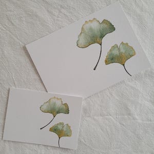 Handgemalte Postkarte "Ginkgo" A6/A7