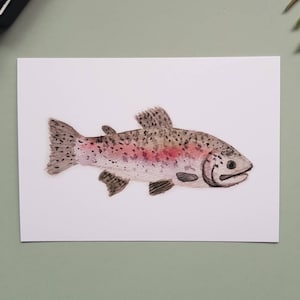 Handgemalte Postkarte "Fisch"