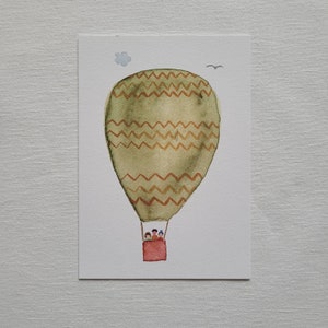 Handgemalte Postkarte "Heißluftballon"