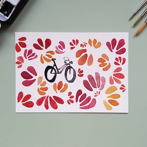 Handgemalte Postkarte "Fahrrad"