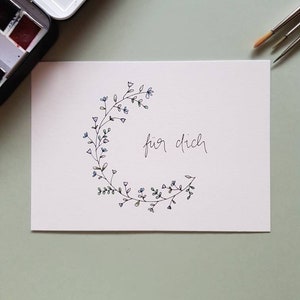 Handgemalte Klappkarte/Postkarte "Für dich"