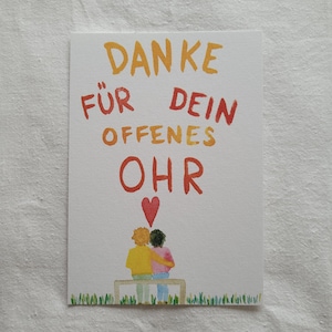 Handgemalte Postkarte "Danke für dein offenes Ohr"