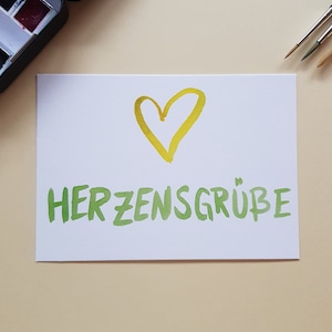 Handgemalte Grußkarte "Herzensgrüße"