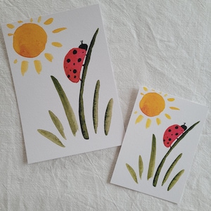 Handgemalte Postkarte "Marienkäfer" A6/A7