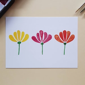 Handgemalte Grußkarte "Blumen-Trio"