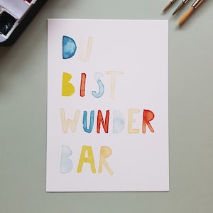 Handgemalte Grußkarte "Du bist wunderbar"