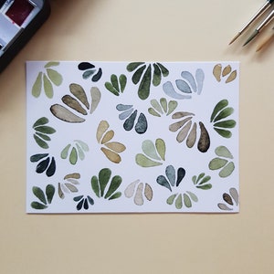 Handgemalte Postkarte "Muster grün"