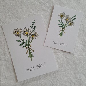 Handgemalte Postkarte "Alles Gute!" mit Blumenstrauß A6/A7