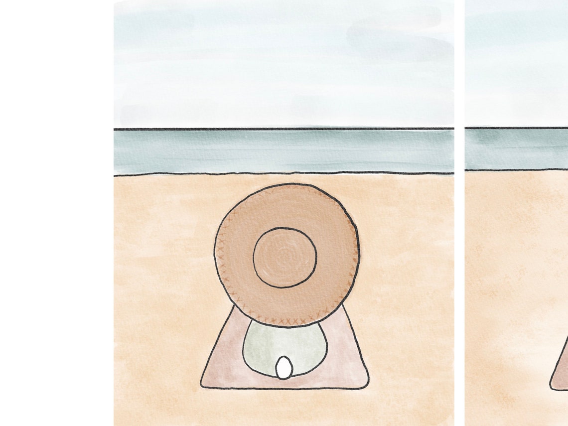 Beach Bunny Art Prints Set of 3 Giclée Prints Available in Etsy