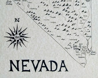 Nevada map hand drawn