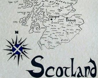 Carte de l'Ecosse dessinée à la main
