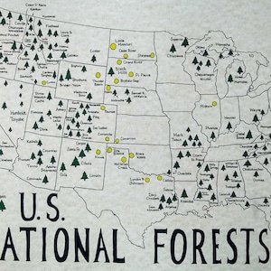 Mapa de los bosques nacionales de Estados Unidos