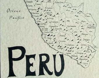 Peru map hand drawn