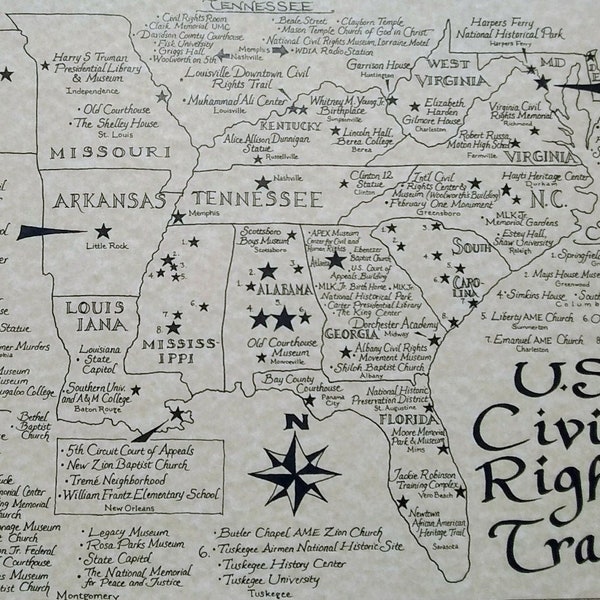 Civil Rights Trail map